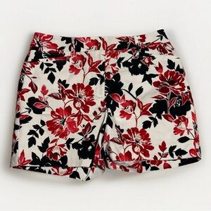 White House Black Market Womens Floral Paisley 5” Shorts Size 6 Red